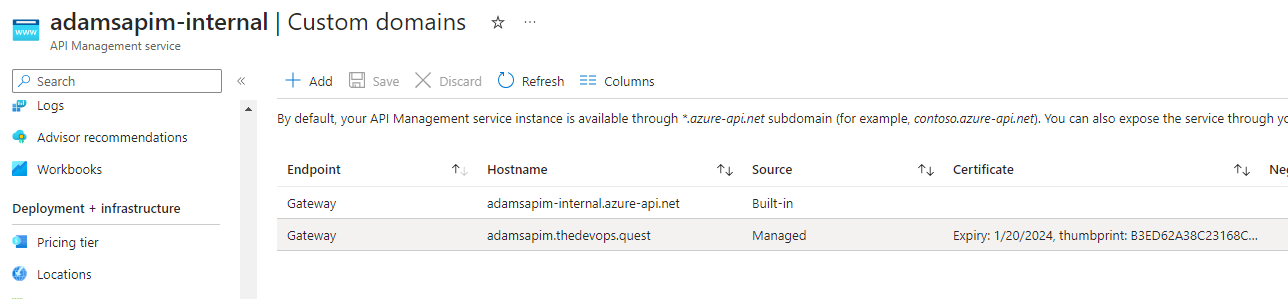 Custom APIM Domains